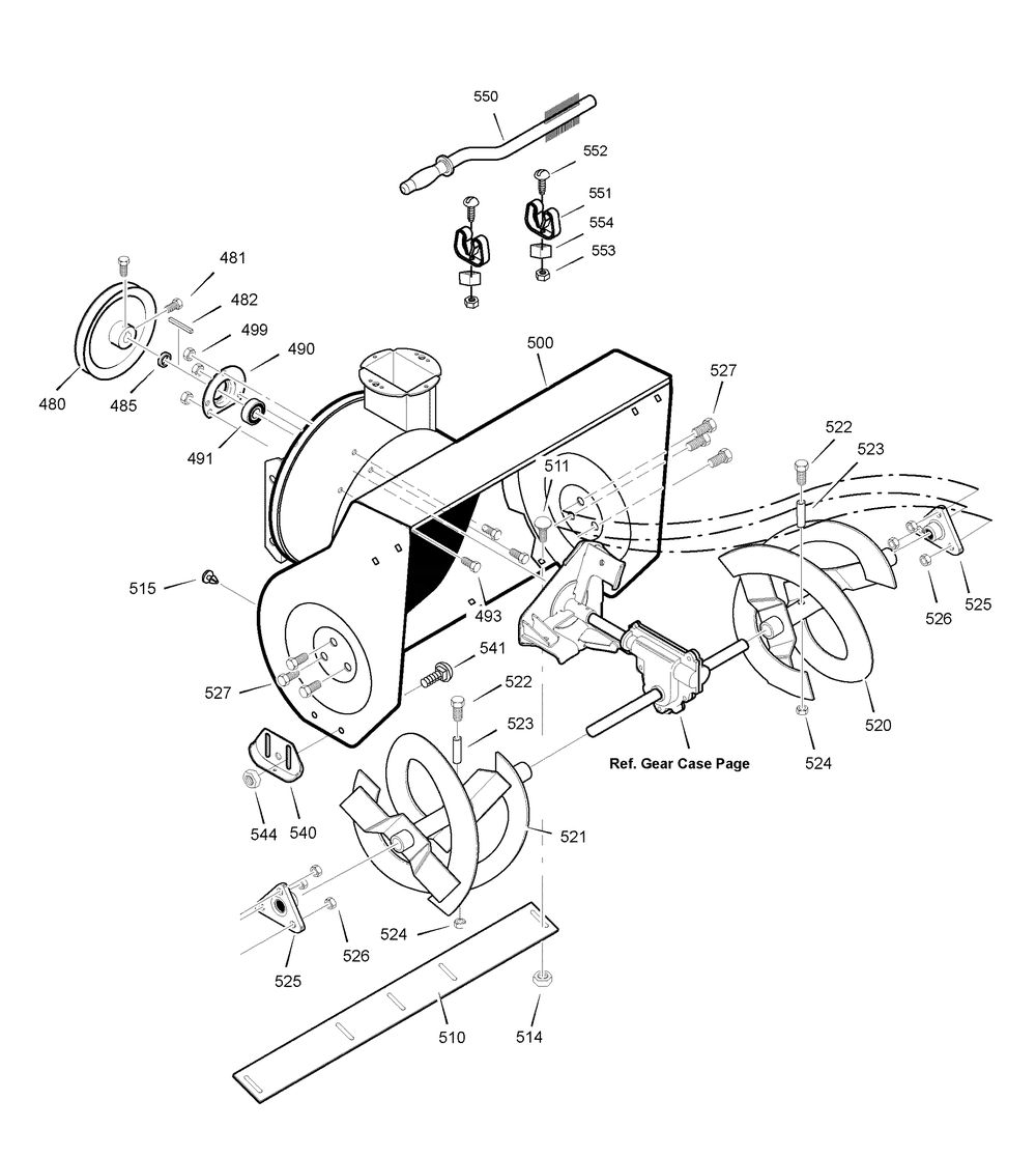 Auger Housing (1738680) Diagram and Parts List for 1695731 2009 Briggs and Stratton Snow Blower